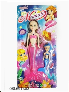 9 inches light mermaid with fish - OBL691302