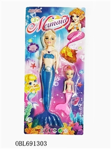 9 inches light mermaid with fish - OBL691303