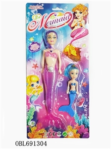 9 inches light mermaid with fish - OBL691304