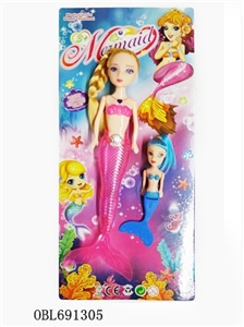 9 inches light mermaid with fish - OBL691305