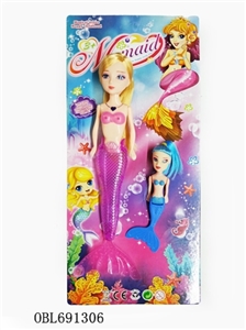 9 inches light mermaid with fish - OBL691306