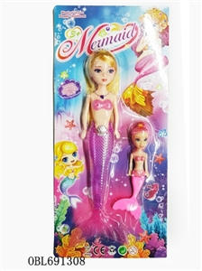 9 inches light mermaid with fish - OBL691308