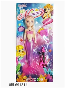 9 inch light mermaid with guitar, comb - OBL691314