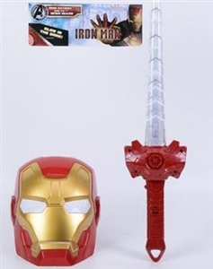 Iron man mask with acoustic band electric light sword - OBL691813