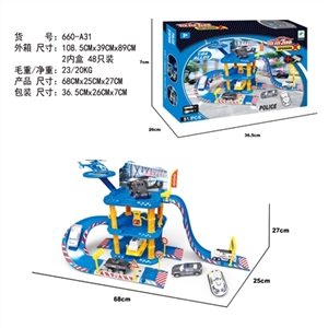 合金警察停车场套装（配1只合金车+1飞机） - OBL692116