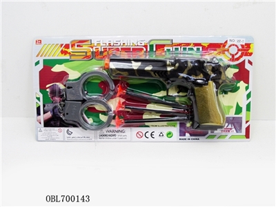 Painted golden needle gun with handcuffs - OBL700143