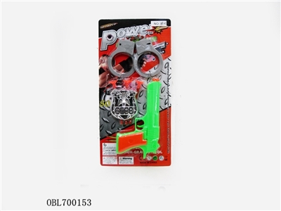 Green pistol with handcuffs badge - OBL700153