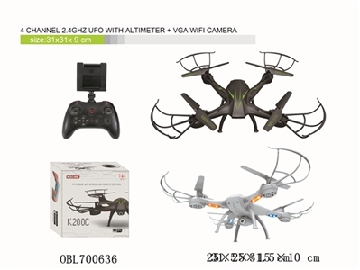 4 channel 2.4GHz Drone with altimeter + WIFI VGA camera - OBL700636