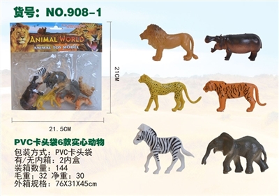 Bag of PVC clip six solid animals - OBL701102