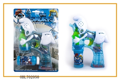 Transparent blue paint with music four lights flashing single bottle water bubble gun - OBL702050