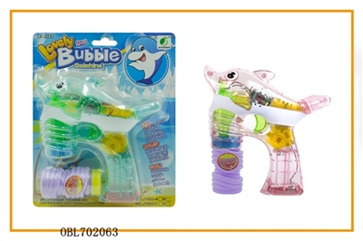 Transparent small shark paint with music four lights flashing single bottle water bubble gun - OBL702063