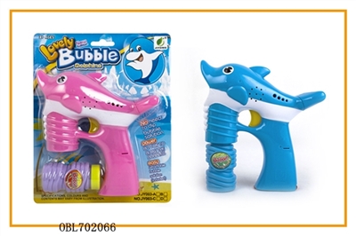 Solid color small shark paint with music blue light single bottle water bubble gun - OBL702066