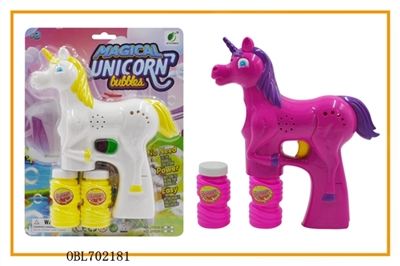Solid color unicorn painted with blue lights two bottles of water bubble gun - OBL702181