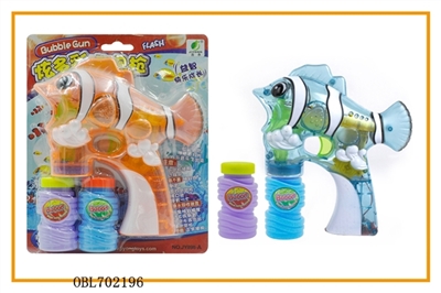 Transparent fan, clown fish painted with music four lights flash two bottles of water bubble gun - OBL702196
