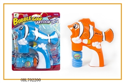 Real mini, clown fish painted with music blue light single bottle water bubble gun - OBL702200