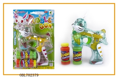 Transparent rabbit painted with music four lights flash two bottles of water bubble gun - OBL702379