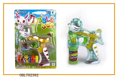 Transparent rabbit painted with four lights flashing single bottle water bubble gun - OBL702382