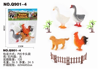 Chickens, ducks goose dog 4 rail 2 trees - OBL703139