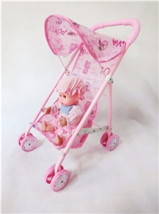 粉色铁制玩具推车带娃 - OBL711418