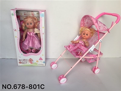 Iron cart with 16 inch live eye girl doll - OBL711461