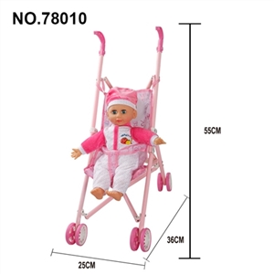 Small iron cart with 14 inches six sound dot two woolly live eye dolls - OBL712070