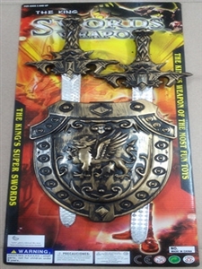 Bronze double sword and shield - OBL712375
