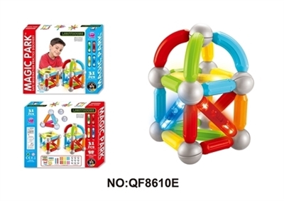 31PCS 磁力棒             （带灯光：4条灯光长棒包AG13纽扣电池12颗）                       彩盒规格：43.5*6*35.5 - OBL713361