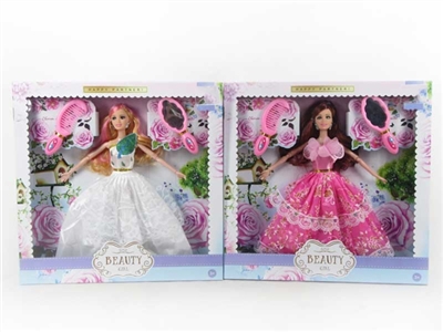 高挡盒11.5寸12关节实身婚纱公主芭比带梳子带镜子 - OBL715032