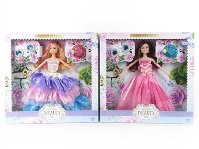 高挡盒11.5寸12关节实身婚纱公主芭比带耳环带帽子 - OBL715033