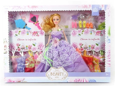 高挡盒11.5寸实身婚纱公主芭比带梳子加镜子加饰品 - OBL715035