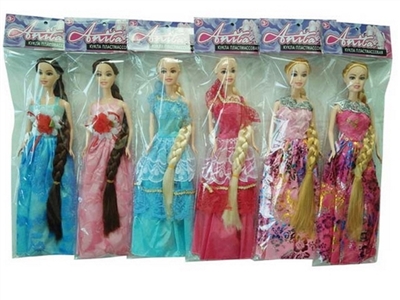 6只高档11.5寸实身长发公主芭比五款混装 - OBL715059