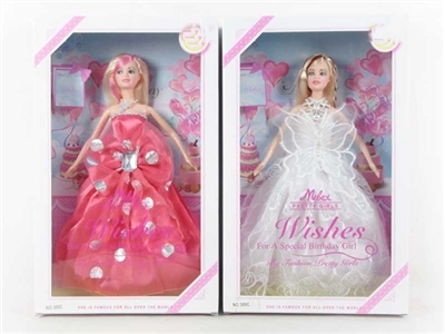 高挡盒11.5寸实身婚纱公主芭比带项链2款混装 - OBL715076