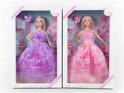 高挡盒11.5寸12关节实身婚纱公主芭比带项链带耳环带帽子2款混装 - OBL715077