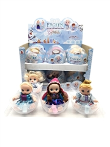 环保PVC球蛋塑料加热塑膜第1代和第3代四款12厘米搪胶冰雪宝贝混装带奶瓶混装12PC - OBL715090