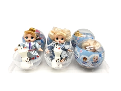 环保PVC球蛋塑料加热塑膜第3代2款12厘米搪胶冰雪宝贝带搪胶雪宝混装 - OBL715091