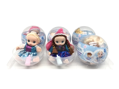 环保PVC球蛋塑料加热塑膜第1代2款12厘米搪胶冰雪宝贝带奶瓶混装 - OBL715092