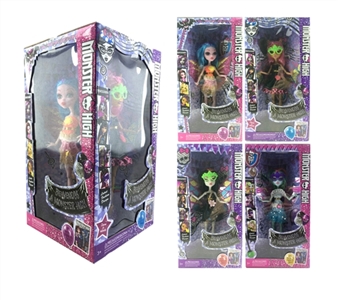 11寸实身活动关节怪兽高中带翅膀、眼镜 四面窗盒4只装（多款衣服随机混装） - OBL715107