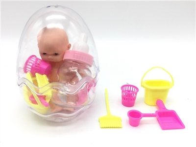 高档环保蛋6寸搪胶娃娃带奶瓶带清洁套装 - OBL715236