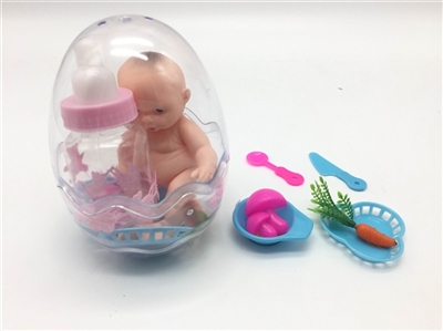 高档环保蛋6寸搪胶娃娃带奶瓶带餐具 - OBL715237