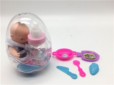 高档环保蛋6寸搪胶娃娃带奶瓶带餐具 - OBL715244