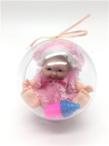 环保PVC球蛋12厘米搪胶3D毛绒真眼珠娃带奶瓶 - OBL715260