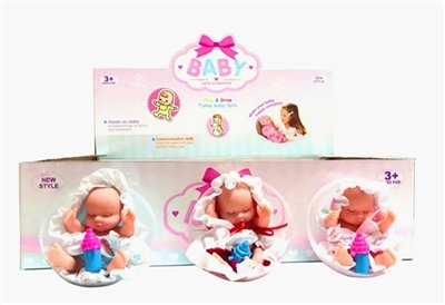 PVC球蛋12厘米搪胶睡娃带奶瓶12PC - OBL715263