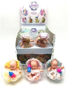 PVC球蛋12厘米搪胶真眼珠娃带奶瓶12PC - OBL715268