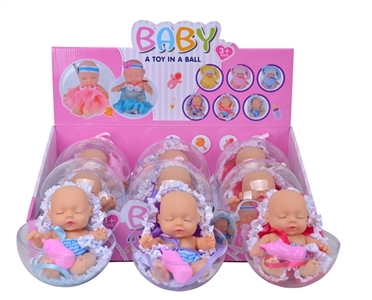 环保PVC透明球蛋8寸睡袍睡娃带奶瓶3款混装6PC - OBL715334