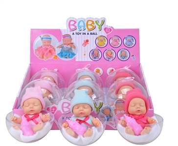 环保PVC透明球蛋8寸毛衣带棉被睡娃带奶瓶3款混装6PC - OBL715335