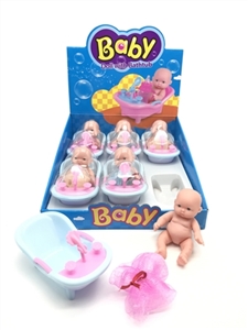 5.5寸搪胶表情娃娃带洗浴袍PVC罩浴池浴室6PC混装 - OBL715906