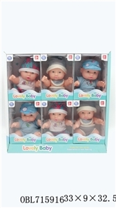 10寸搪胶真眼珠娃3款6PC - OBL715916