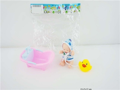6寸搪胶表情娃带浴池带鸭子 - OBL715933