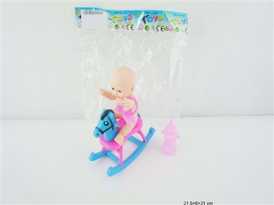 6寸搪胶表情娃带木马带奶瓶 - OBL715941