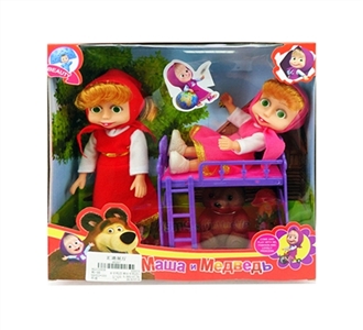 8寸玛莎和6寸玛莎+双层床和小熊 - OBL716173